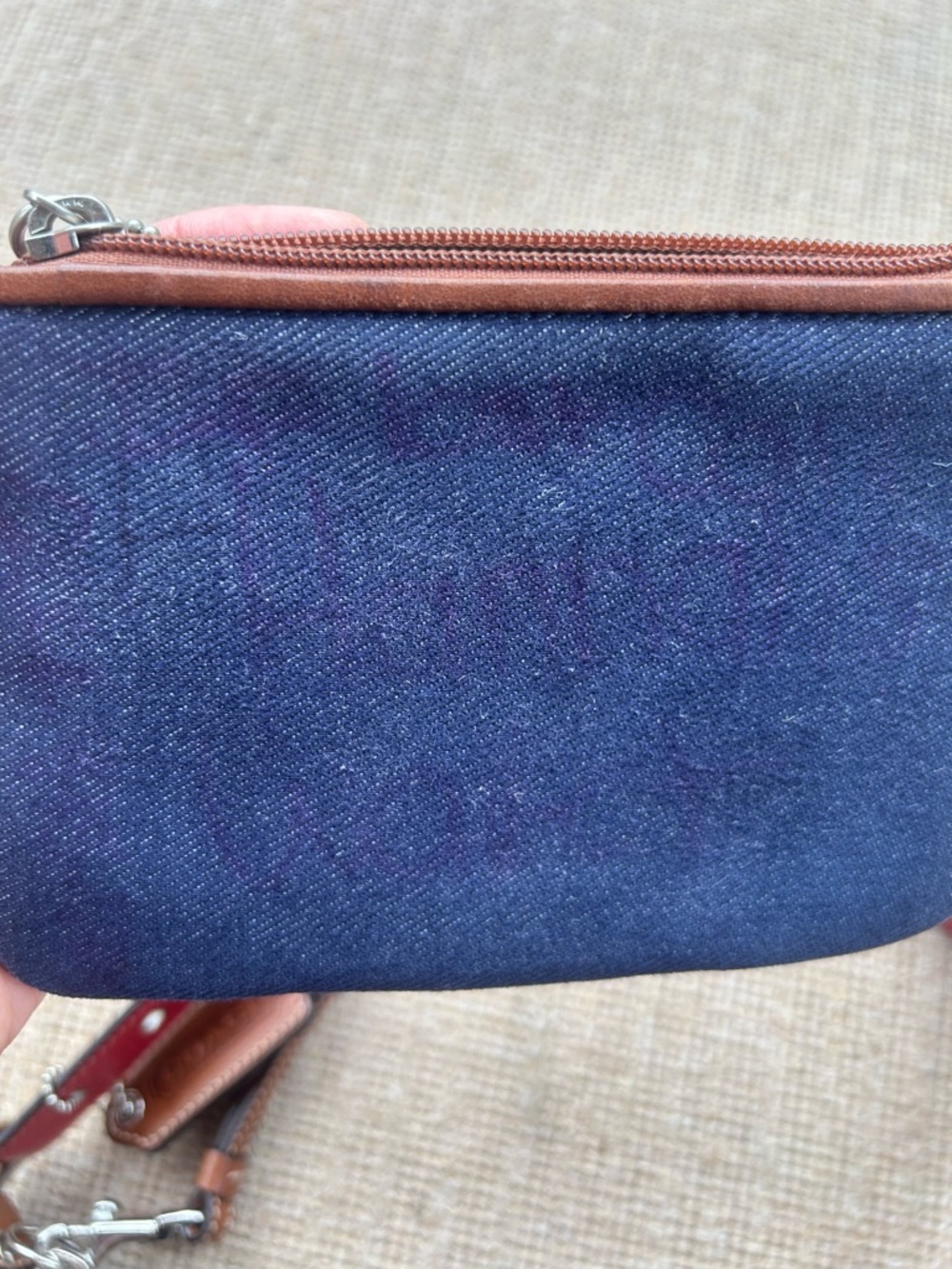 Coach Navy Canvas Shoulder Bag with Red and Pink Stripes - Picture 8 of 11